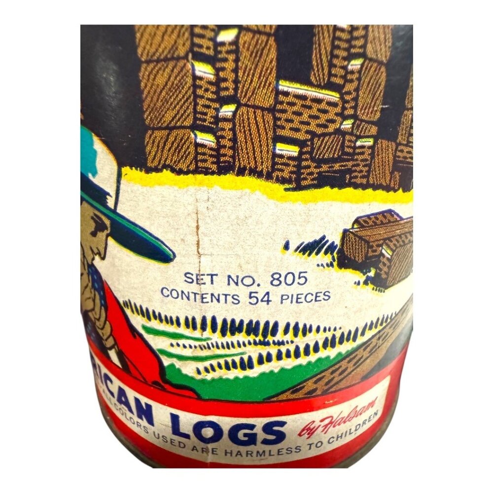 Vintage Halsam American Logs Building Set In Original Tube - Picture 7 of 7